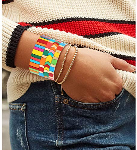 ANGLESJELL Rainbow Enamel Tile Bracelets for Women Men Multicolored Tile Bead Bracelets Stackable Colorblock Strand Bracelet Bangles Wedding Bridal Wrist Accessory2