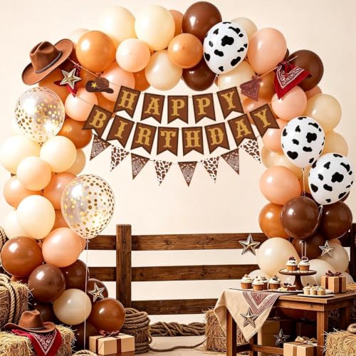 Image of Western Birthday Decorations, Cowboy Banner & Balloon Kit