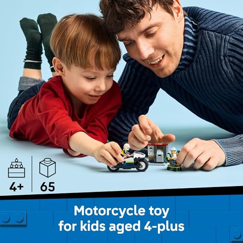 LEGO City Police Motorcycle Chase Building Toy for Kids - Pretend Play Building Blocks for Boys & Girls, Ages 4+ - Preschool Learning Toy W/Police & Crook Minifigures - Gift for Birthdays - 60455 - image 2