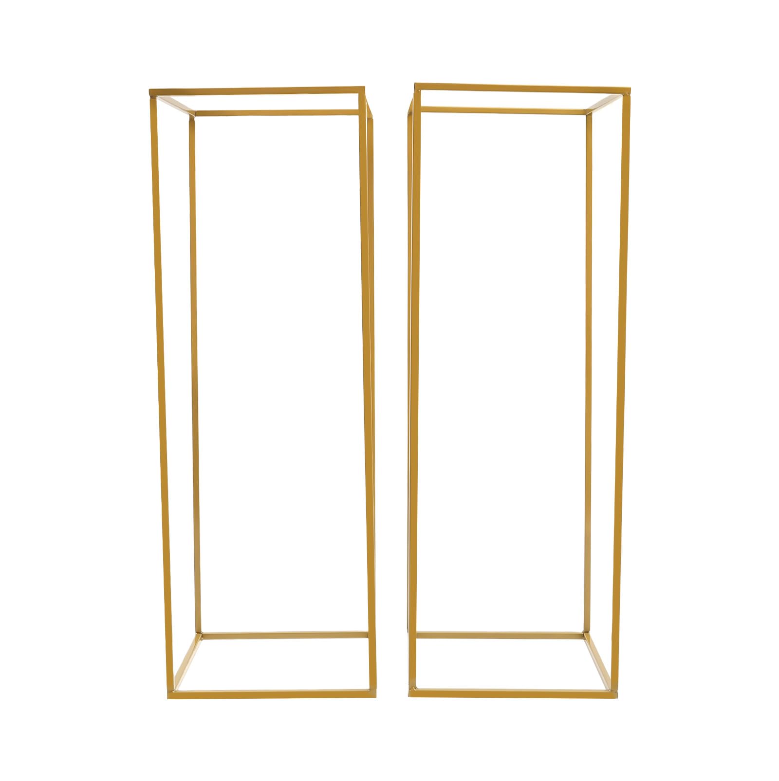 2 złote wazony weselne, kolumna, dekoracja na stół, metalowa, na podłogę kwiatową, waza weselna, złote uchwyty na kwiaty, do domu, na imprezę, wesele, 80 x 28 x 28 cm