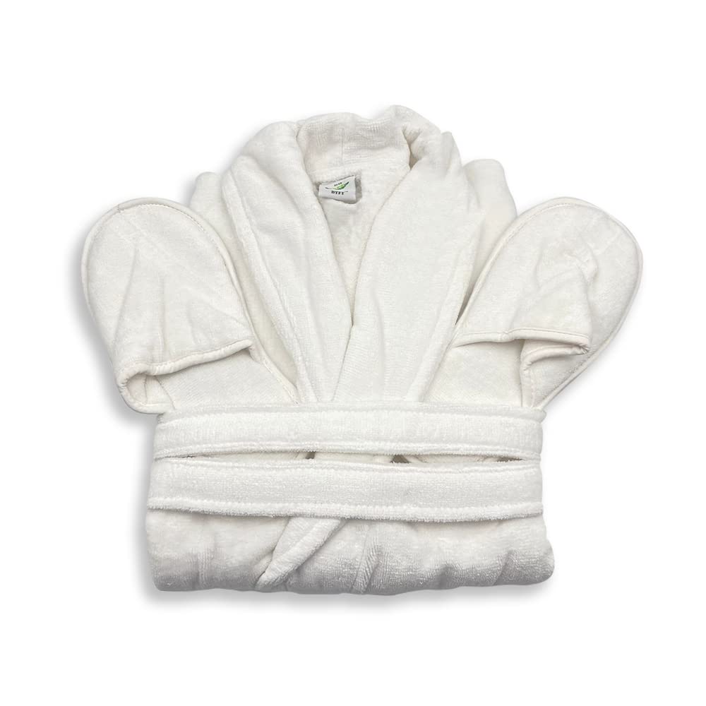 Velour Cotton Bathrobe with Slippers, Unisex, Optic Free-Size