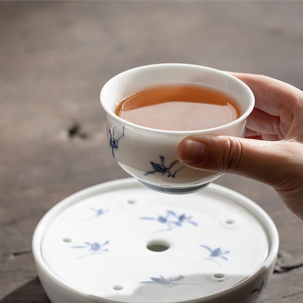 GSOUL Kungfu Tea cup Hand-painted Butterfly Orchid Ceramic Kung Fu Tea Cup Household Set Drinking Living Room Brewing Single Small Tea Cups