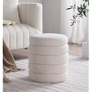 Modern round ottoman with soft padded seat storage vanity chairs for makeup upholstered footrest stool ottoman foot stool for living room bedroom  urban country home decor