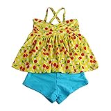 Jian Ya NA Baby-Mädchen Bademode Zweiteilige Kirschmuster Tankinis Badeanzug-Schwimmen cosutme X-Large Gelb