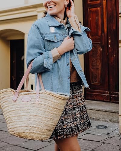 Kedera Womens Denim Jacket Distressed Frayed Ripped Jean Jacket Casual Button Down Light Jackets with Pockets4