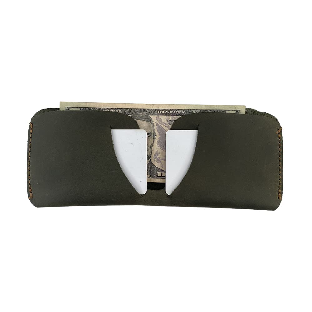 Hide & DrinkRustic Leather Slimfold Wallet Handmade (Dark Jade)