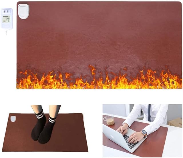 Electric Heated Mat Warmer Desk Pad 2 Speeds Touch Control Warm Big Mouse Pad 80W 60x36cm Leather Table Pad, Electric Large Heating Gaming Mouse Pad, Foot Floor Warmer Pad (UK Plug)