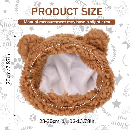 Süßes Katzenkostüm, Warmer Bärenhut, Süße Pandamütze für Katzen & Hunde, Weich, Verstellbar, Warm, Ideal Kleine Haustiere, Kostüm, Winterbekleidung für kleine Haustiere Welpen, Hunde (braun)