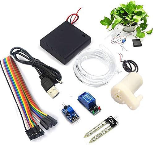 RUNCCI-YUN Automatic Irrigation DIY Kit Self Watering System,with Soil Moisture Sensor 5V Relay Module and Water Pump+0.5M Vinyl Tubing for Arduino Garden DIY Kit