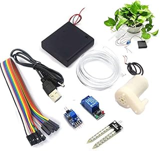 RUNCCI-YUN Automatic Irrigation DIY Kit Self Watering System,with Soil Moisture Sensor 5V Relay Module and Water Pump+0.5M Vinyl Tubing for Arduino Garden DIY Kit