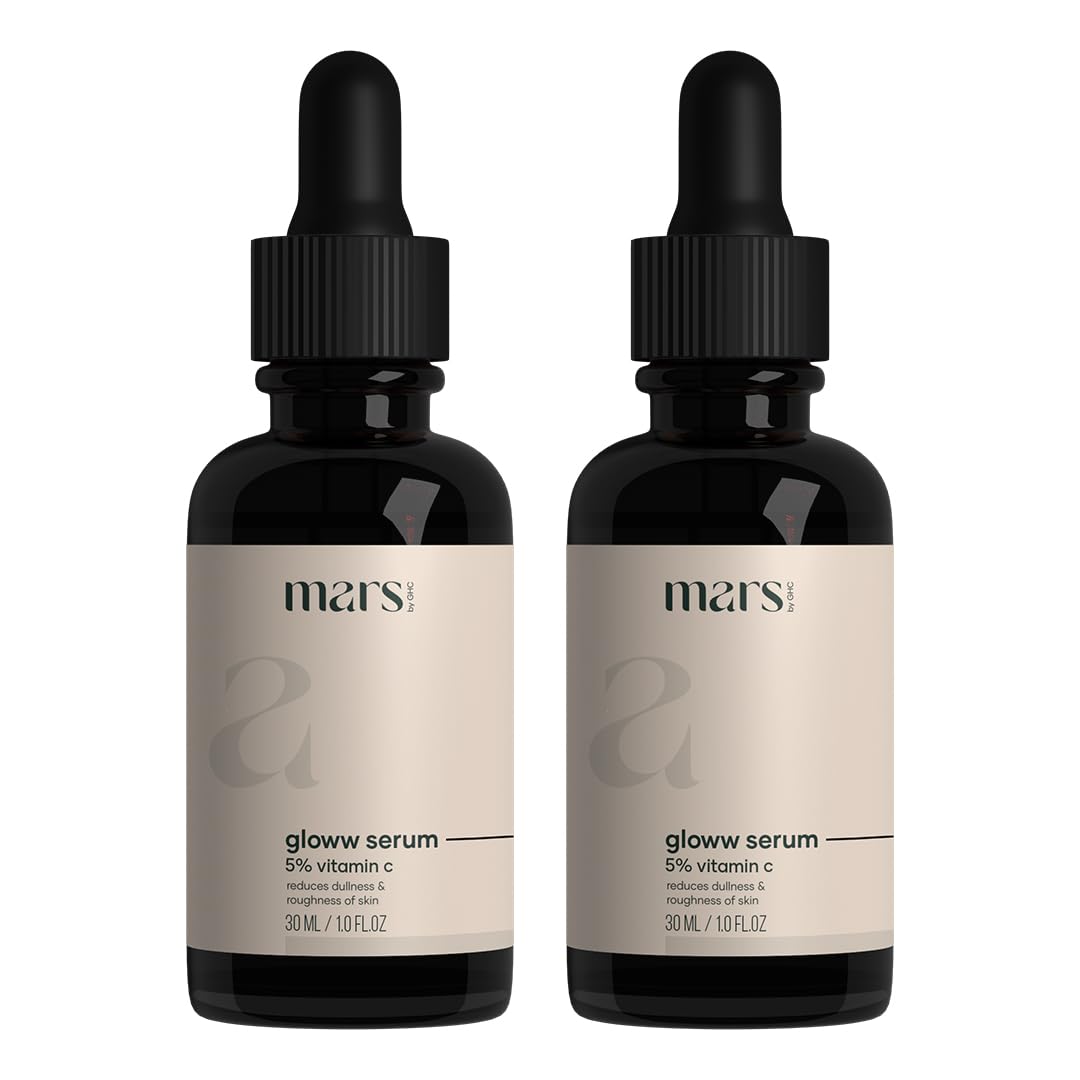 Mars by GHC 5% Vitamin C Face Serum – Brightens skin, fades dark spots, reduces pigmentation, and boosts collagen with Vitamin C, Niacinamide & Hyaluronic Acid. Suitable for all skin types (30ml) Pack of 2