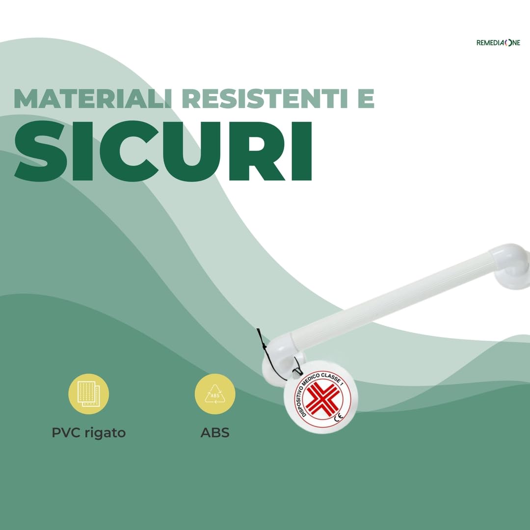 Maniglia Doccia Anziani da Parete in PVC, Maniglione Bagno Disabili, Maniglia per Doccia di Sicurezza – Bianca, 45 cm