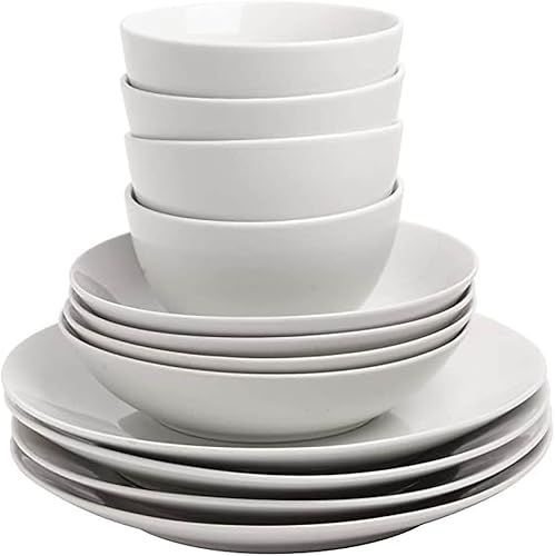 Miniatura 9 de Gibson Home Juego de vajilla Back to Basics cuadrado servicio para cuatro 12 unidades perla clásica