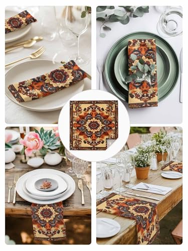 Servilletas de Tela Bohemias Retro Beige Naranja Set x4 miniatura 4