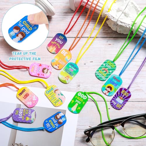 Christian Religious Dog Tag Necklaces Bible Verse Necklace Bulk Inspirational Motivational Christian Religious Party Favors for Sunday Prizes Women Men4