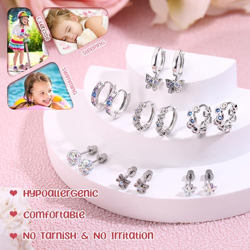Jstyle Earrings for Girls Hypoallergenic Hoops Earrings for Teens Surgical Stainless Steel Earrings for Little Girls Screw Back Studs Earrings for Toddlers Cute Earrings Jewelry for Kids4