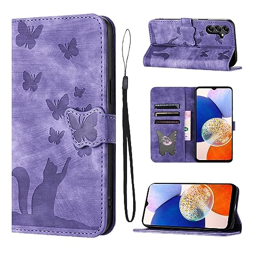 LSPCASA Housse Protection pour Samsung Galaxy A14 6.6 Pouces Matériau en Cuir PU Coque Samsung A14...