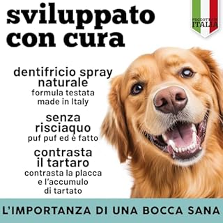 MyPetPrime Dentifricio per Cani Spray con Argento Citrato e Arginina - Pulizia Denti Cane, Combatte Alito cattivo cane e alitosi, Dentifricio Cani Pulizia tartarato, NO Risciacquo