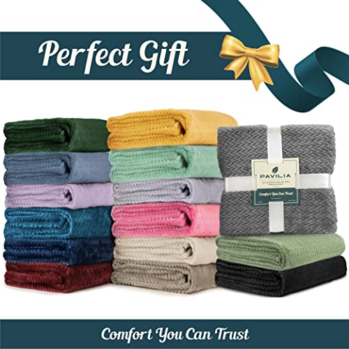 Pavilia Soft Flannel Fleece Blanket Throw Twin Tan Taupe Camel Beige, Textured Decorative Velvet Blanket Couch Sofa Bed, Fuzzy Plush Cozy Warm Lightweight Microfiber, Jacquard Weave Leaf Pattern 60X80 #TOP7