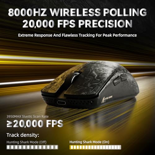 Image of ATTACK SHARK R11 Ultra 8K Carbon Fiber Wireless Gaming Mouse, Ink&Tape | PAW3950 MAX Sensor,49g Ultra-Lightweight,Nordic 52840 MCU Chip,42K DPI,Wired /BT /2.4GHz Wireless Programmable Mice for PC /Mac