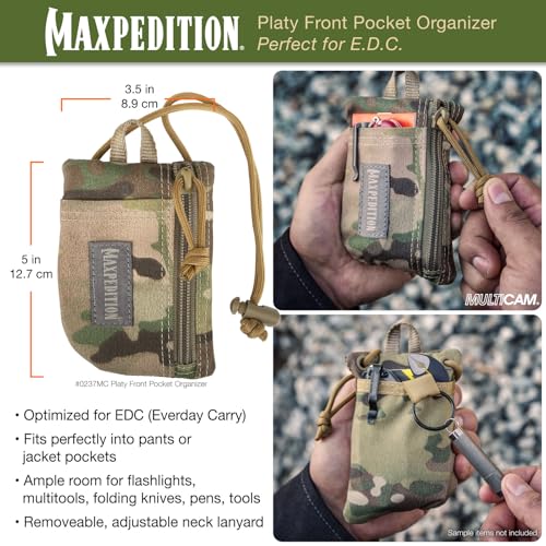 Image of MAXPEDITION Platy Pocket Organizer, Durable EDC Tool Pouch for Men, Neck Wallet with Paracord Lanyard, Holds Flashlight, Multitool, Pen, Notebook