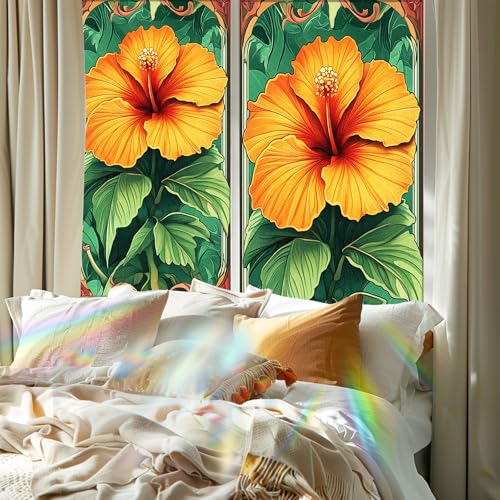 Image of Nuxovilar Yellow Flower Floral Pattern Cling Window Film 17.5x39.3 PVC