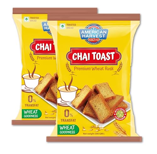 American Harvest Chai Toast Premium Wheat Rusk With Added Cardamom 300grams Pack of 2