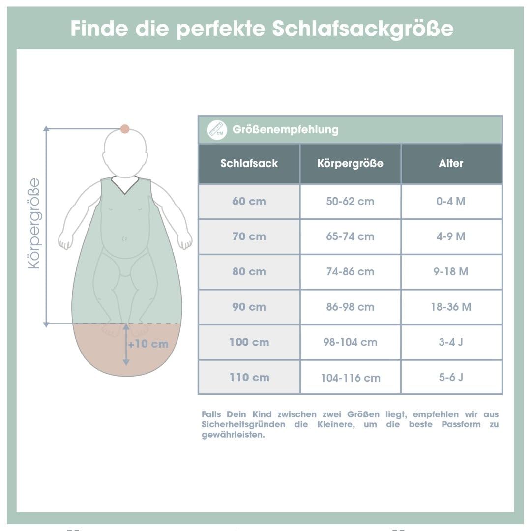 emma & noah Baby Schlafsack 0.5 TOG, Musselin Schlafsack für den Sommer, 100% Bio-Baumwolle, OEKO-TEX Zertifiziert, Atmungsaktiv und Leicht, Strampelsack für Neugeborene