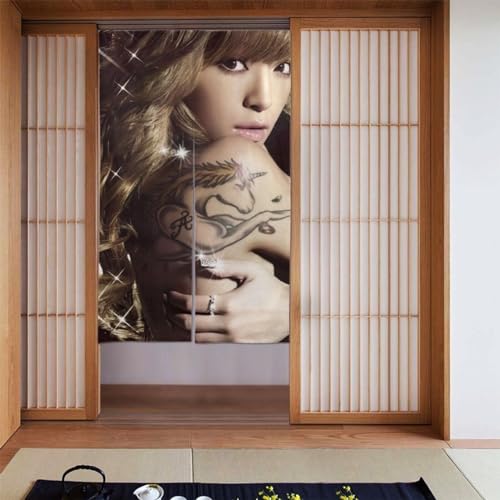 浜崎あゆみ のれん 暖簾 目隠し 遮光 間仕切り かわいい おしゃれ 洗濯可 インテリア 玄関 キッチン リビング 飲食店 出入り口 トイレ カーテン 和室 洋室(143*86cm)