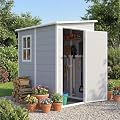 Devoko 5x4 FT Plastic Storage Shed with Floor, Waterproof Resin Outdoor Tool Shed with Lockable Door, Outside Garden Shed for Backyard Patio Lawn, Light Grey