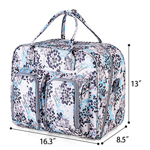 Teamoy Sewing Machine Carrying Case, Sewing Machine Tote with Bottom Wooden Board Pad for Most Standard Sewing Machines and Accessories, Dandelion - Thumbnail 5