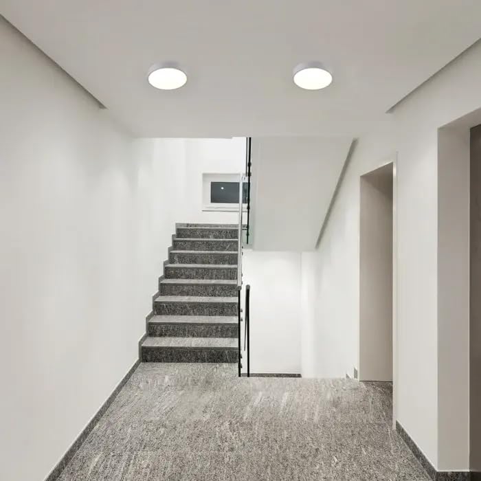 Image of OLIPS LED Bulkhead Light IP54 Waterproof Indoor /Outdoor Wall & Ceiling Light - Weatherproof, Shock Proof, Slim Plastic Surface-Mounted Fixture (12 WATT Round (Cool White), 3)