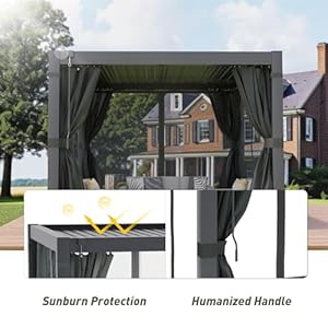 HOMPUS 10'x10' Louvered Pergola, Aluminum Outdoor Pergola with Netting & Curtains, Adjustable Roof, Metal Hardtop Gazebo Sun Shade for Garden Backyard Pavilion HOMPUS 10×10 Louvered Pergola Aluminum Outdoor Pergola with Netting Curtains Adjustable Roof Metal Hardtop Gazebo Sun Shade for Garden Backyard Pavilion