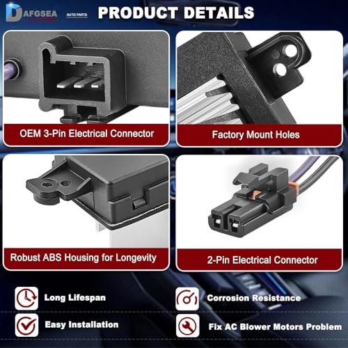 Image of Blower Control Module AC Blower Motor Resistor fit for 2003-2007 Chevy Silverado Avalanche Suburban Tahoe, GMC Envoy Sierra Yukon, Cadillac Escalade,Buick Rainier，Replaces 4P1516，1580567, 93803636