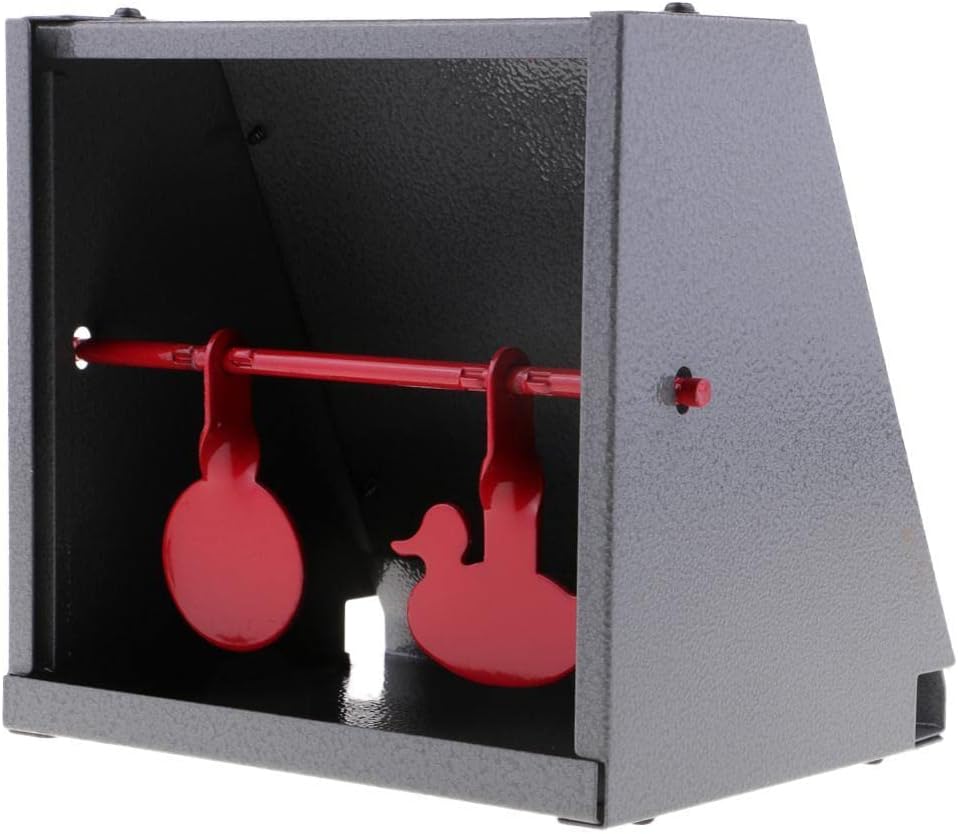 Self Resetting Target with Pellet Trap, Stainless Steel Heavy-duty Training Tool for Indoor and Outdoor Ranges, 14x14cm Paper Target Holder - Black and Red