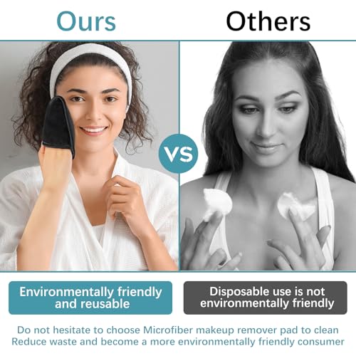 KinHwa Makeup Entferner Pads Wiederverwendbare Abschminkpads Waschbar Mikrofaser Abschminkpads Gesicht Superweich Gesichtsreinigungs Pads Mit Wäschebeutel schwarz 12Stück