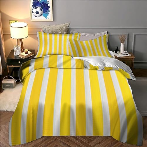 Housse de couette microfibre imprimé 3D jaune géométrique parure lit 140x200 fermeture éclair - 6