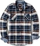 CQR Damen Flanell-Shirt kariert, langärmlig, weiches Casual-Button-Down Top aus Baumwolle, Wof002 1pack - Midnight Forest, M