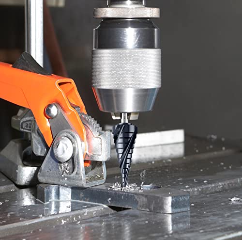 𝗠𝗔𝗖𝗫𝗖𝗢𝗜𝗣 𝗙𝗼𝘂𝗿 𝗦𝗽𝗿𝗶𝗮𝗹 𝗙𝗹𝘂𝘁𝗲 M35 Cobalt Step Drill Bit, 3/16"-7/8" Ultra 𝗧𝗶𝗔𝗜𝗡 Coated, 1/4" Hex Shank Drill Bit for Metal, Stainless Steel, Aluminum, Copper, Wood, PVC