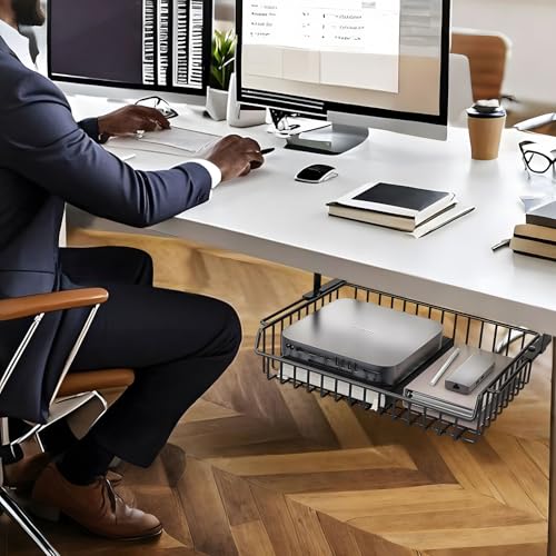 Tiroir de rangement invisible et étagère sous bureau auto-adhésive - 8