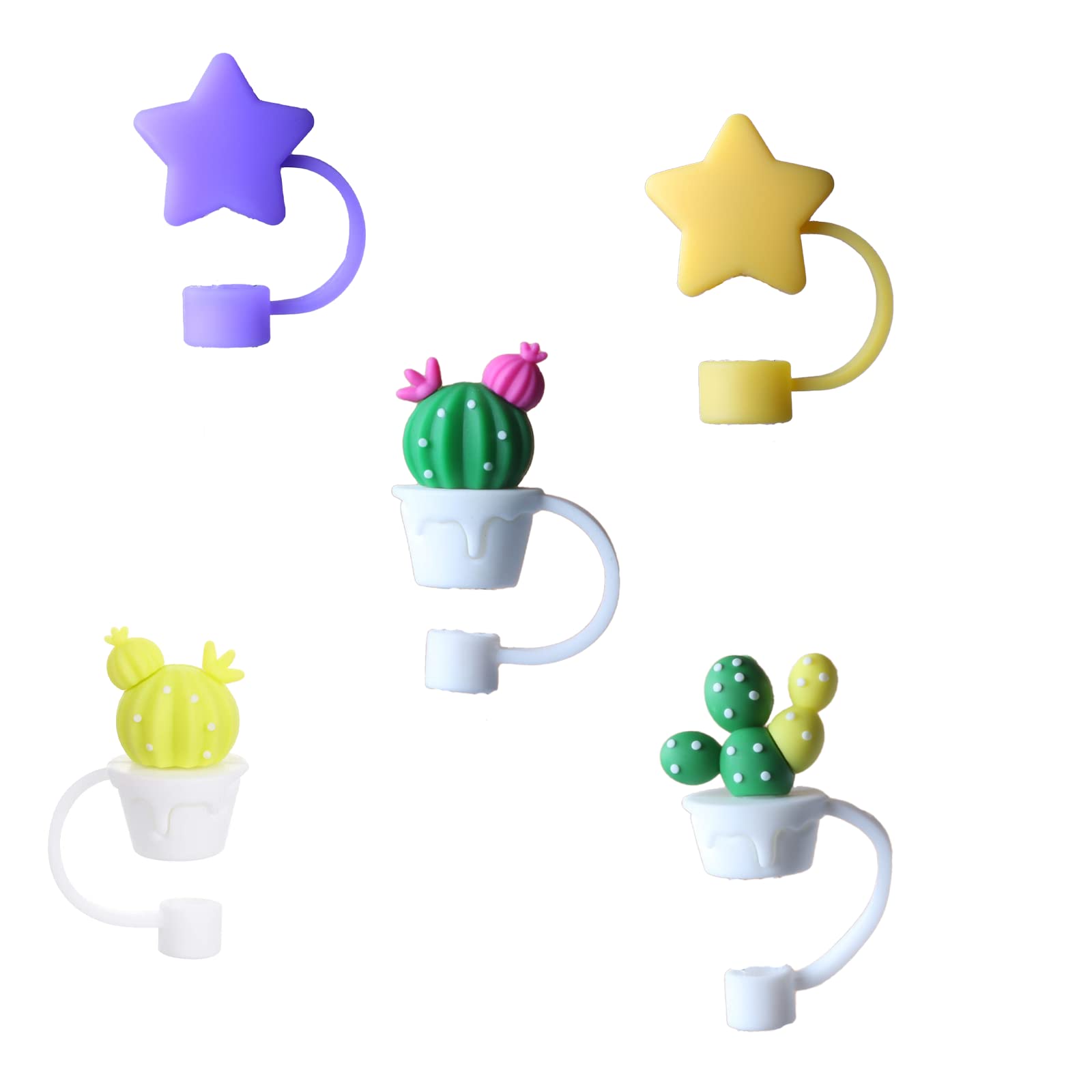 Cute Silicone Straw Plug, Reusable Cartoon Pattern Plugs Cover, Drinking Dust Cap, Splash Proof Straw Tips, Cup Straw Accessories (5pcs-xingxing)