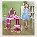 Qaba Kids Vanity Set with Mirror and Stool, Girls Makeup Table with Light and Sound, 15 Accessories, Pretend Play Set with Hair Dryer for 3-6 Years, Pink
