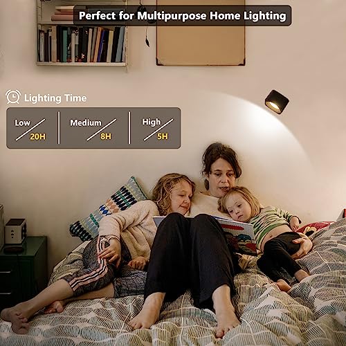 Image of LED Lights for Bedroom Battery Operated, Touch Control Cordless Small Wall Lamp, 3 Color Temperatures & 3 Brightness, 360 Rotatable Magnetic Rechargeable Reading Lights for Bedroom Living Room