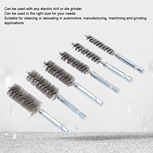 Image of Wire Brush Set Drill Brush 6pcs 4in Wire Brushes with 1 /4in Hex Shank (Steel Wire (Silver))