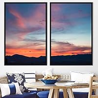 2 Piece Framed Canvas Wall Art Colorful Sky Canvas Prints Home Artwork Decoration for Living Room,Bedroom - 16