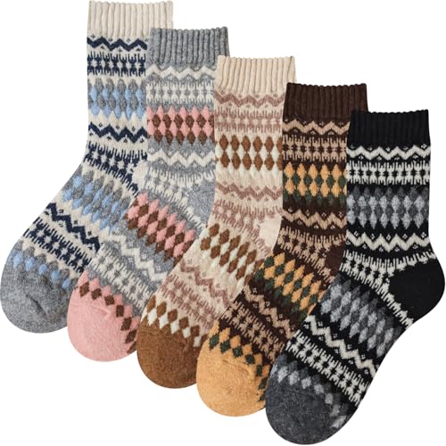 Daphene Women's Vintage Trendy Wool Socks | Fall Winter Thick Warm Ethnic Style | Holiday Gift Set | Trendy Comfortable
