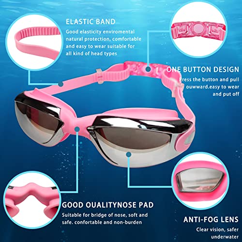 Global-Daily 5-in-1 Swimming Goggles Set, Anti-Fog UV Protection Swim Goggles with Swim Cap, Silicone Earplugs - Image 4
