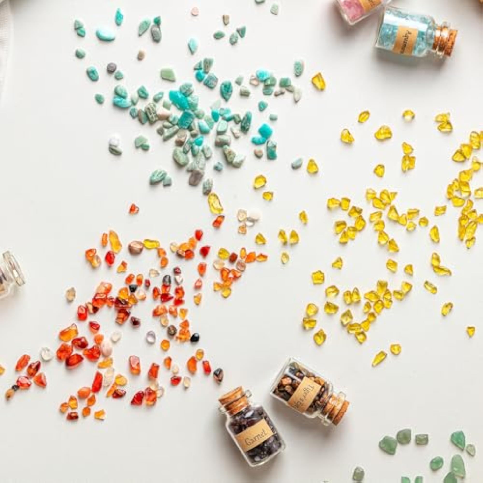 12 Different Gemstone Bottles Chip Crystal Healing Stones Set