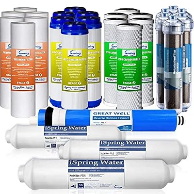 iSpring F28D75 3-Year Replacement Filter Set for 6-Stage 75GPD De-Ionization Reverse Osmosis Water Filter, Fits iSpring RCC7D (28pcs 6SED 6GAC 6CTO 3T33 1MC7 6DI)