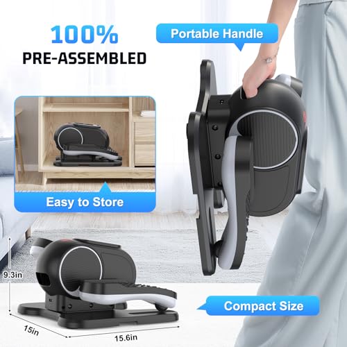Image of ANCHEER Under Desk Elliptical, 24-in-1 (12 Auto & 12 Manual) Elliptical Machine with Wireless Remote&Dual-Direction, Quiet Compact Leg Exerciser for Home Office